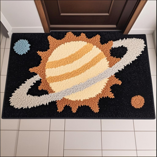 Starry Exploration Series Rug - Saturn, Custom 20x27 Inch (50x70cm) - DIY Astronomy Craft Kit with Complete Materials & Beginner-Friendly Guide, Modular Cosmic Tiles for Custom Layouts, Transform Spaces with Galaxy Floor Art (Zero-Waste Home Decor)