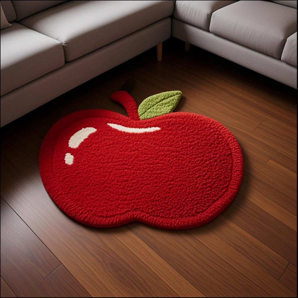 Foodie Alliance Juicy Apple Rug Set, Custom Size 19x19 inches (49x49cm) - Modular Non-Slip Floor Tiles for Vibrant Home Decor, Convertible to Coasters & Seat Cushions, Expandable with Extra Tiles (Fruit-Infused Freshness & Safe Design)
