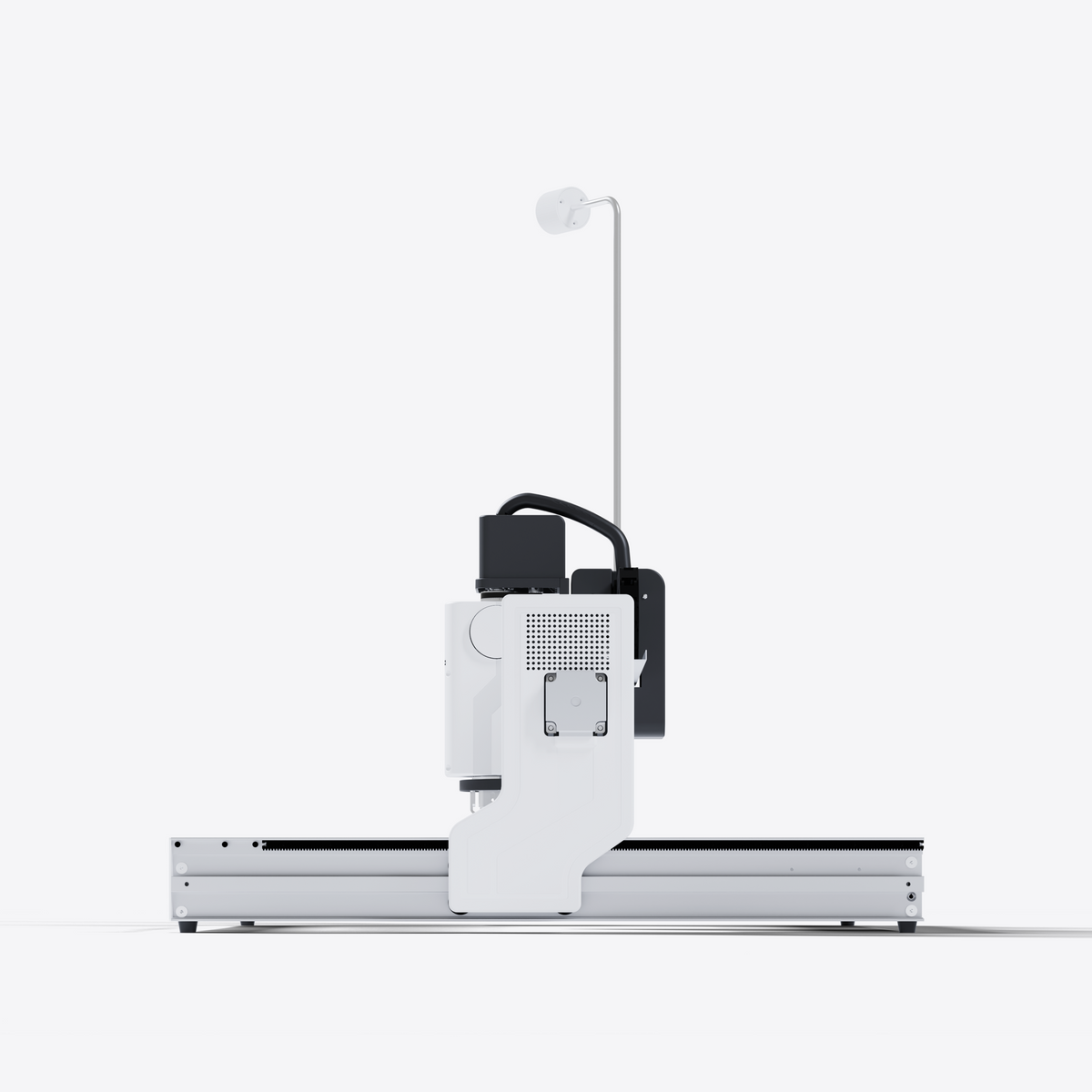 A craftphilia 50cm*50cm modern white and black desktop Automatic tufting machine shown from a side profile view against a clean, light gray background.