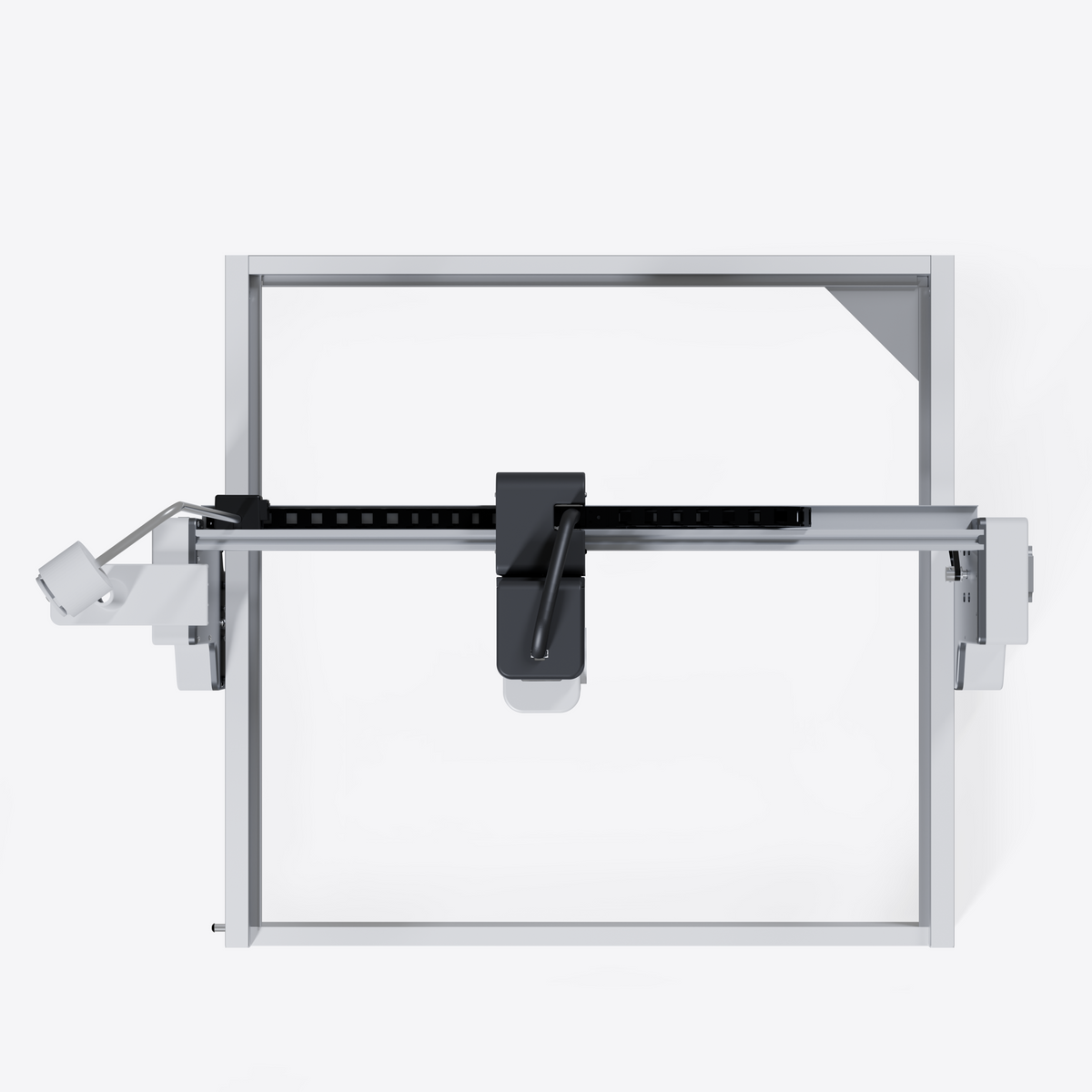 Craftphilia 50cm*50cm A modern, minimalist white and black Automatic tufting machine with a horizontal bar and central black handle, shown on a clean white background.