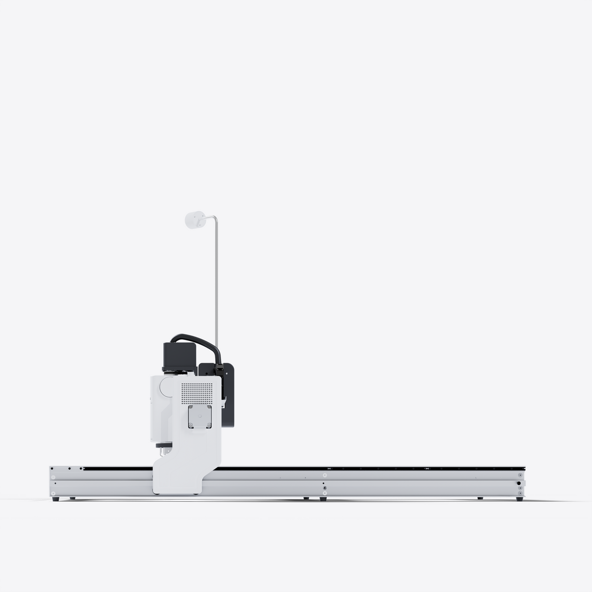 A craftphilia 50cm*100cm modern white and black desktop Automatic tufting machine shown from a side profile view against a clean, light gray background.