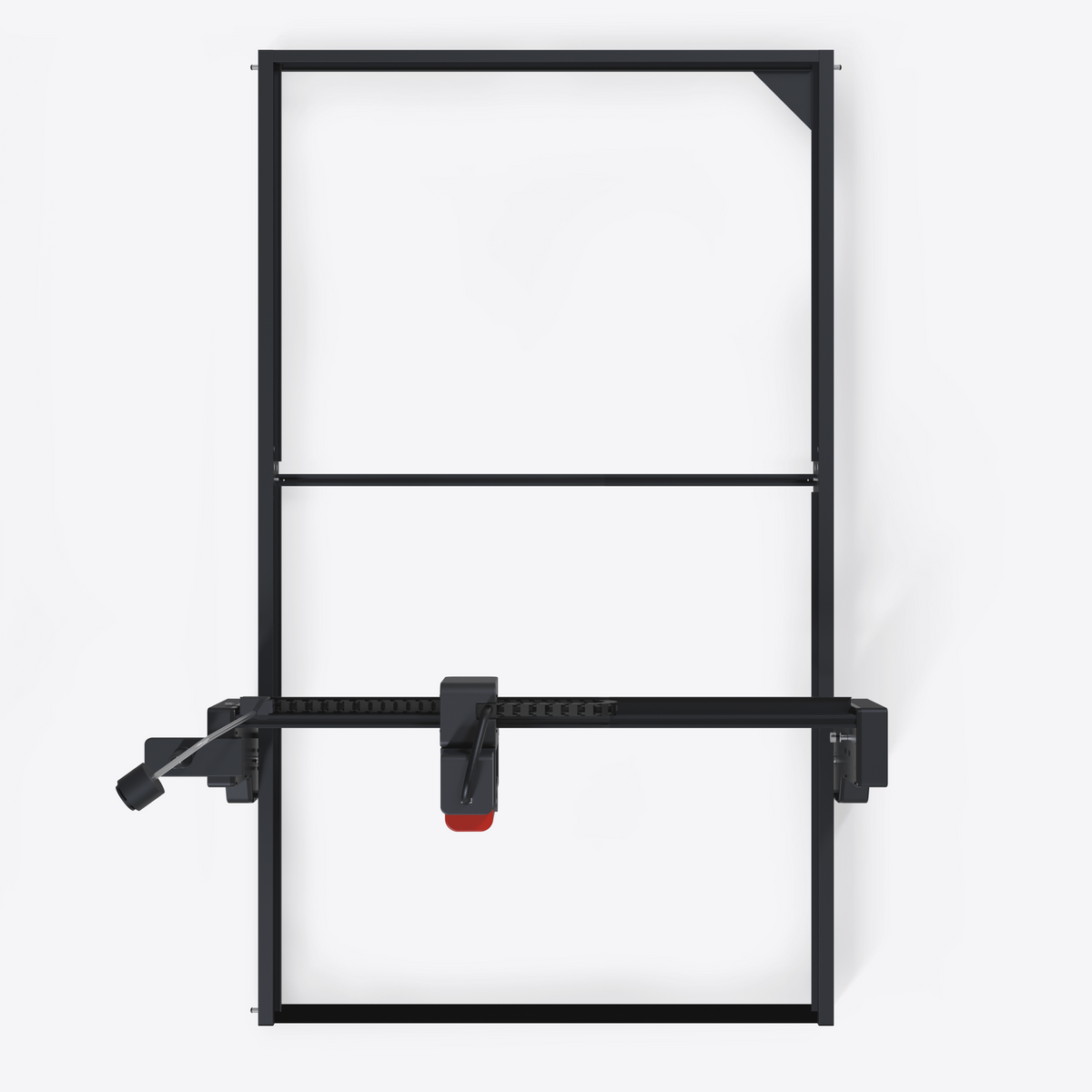 A craftphilia 70cm*140cm automatic tufting machine or enclosure with a black metal rectangular border, a horizontal gantry bar, and a red-and-black tufting head, shown on a clean white background.
