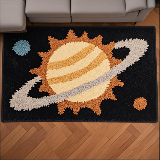 Starry Exploration Series Rug - Saturn, Custom 20x27 Inch (50x70cm) - DIY Astronomy Craft Kit with Complete Materials & Beginner-Friendly Guide, Modular Cosmic Tiles for Custom Layouts, Transform Spaces with Galaxy Floor Art (Zero-Waste Home Decor)