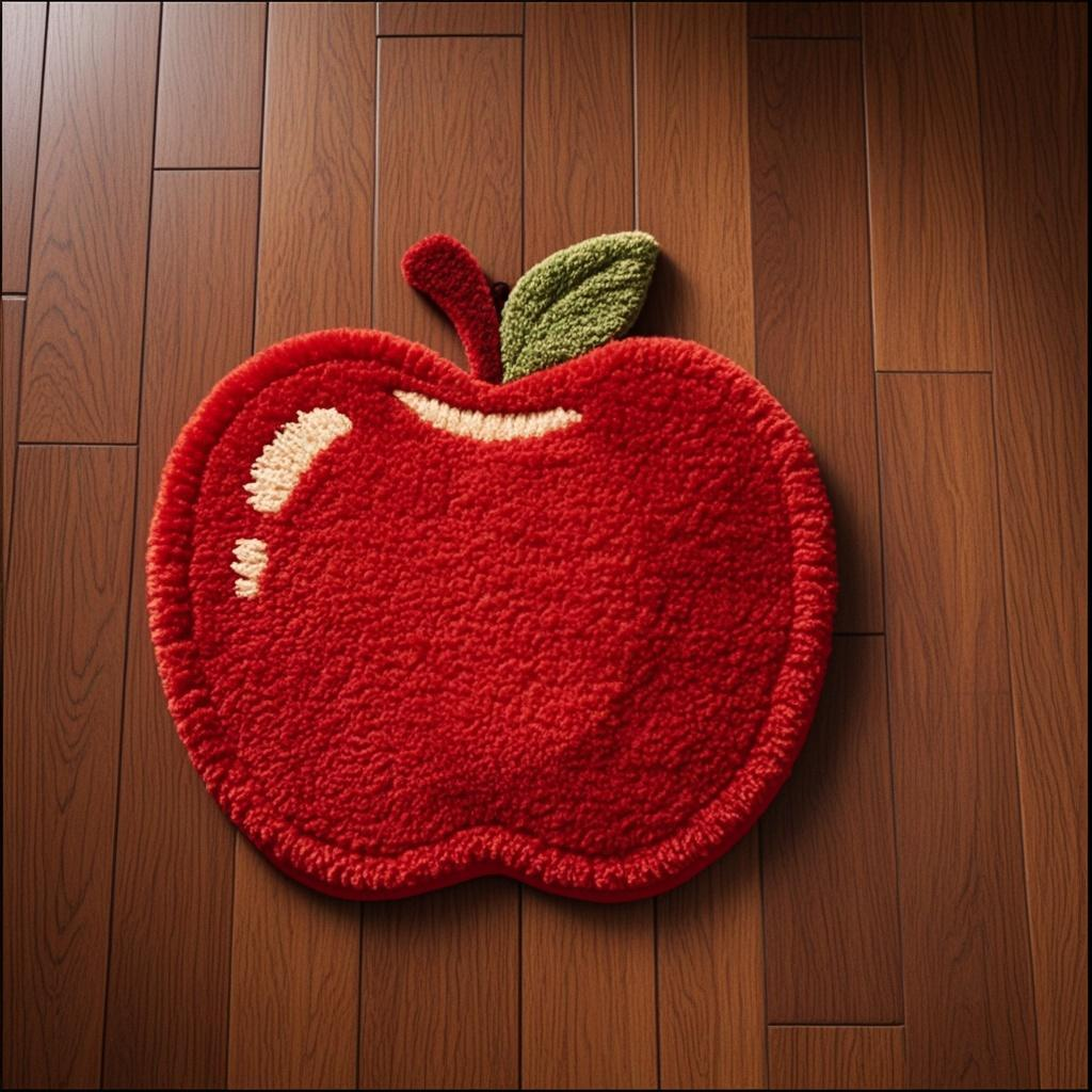 Foodie Alliance Juicy Apple Rug Set, Custom Size 19x19 inches (49x49cm) - Modular Non-Slip Floor Tiles for Vibrant Home Decor, Convertible to Coasters & Seat Cushions, Expandable with Extra Tiles (Fruit-Infused Freshness & Safe Design)