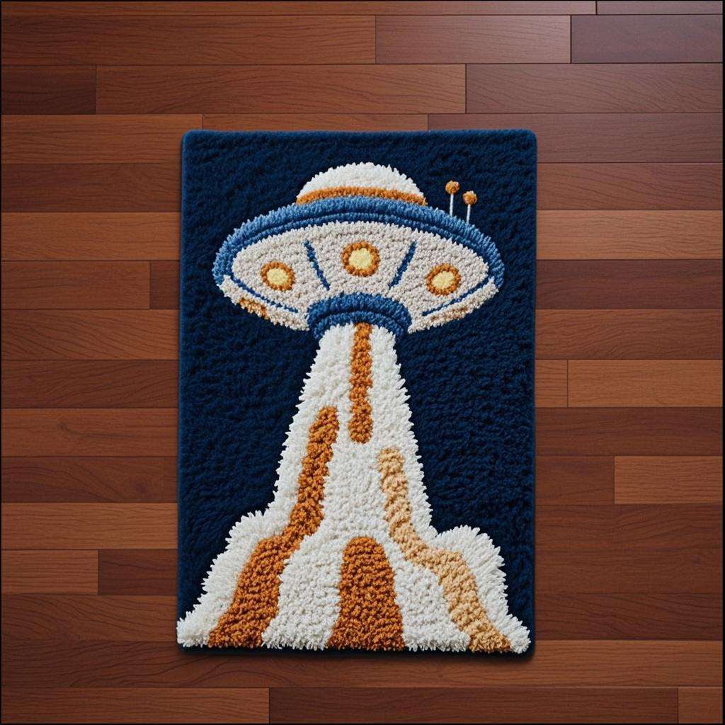 Alien UFO Takeoff Sci-Fi Carpet Kit, Customizable Size 18x25inches (46x64cm), DIY for Kids' Sci-Fi Room Decor, Adaptable Dimensions for Your Space(For larger sizes, please replace the accessories accordingly)
