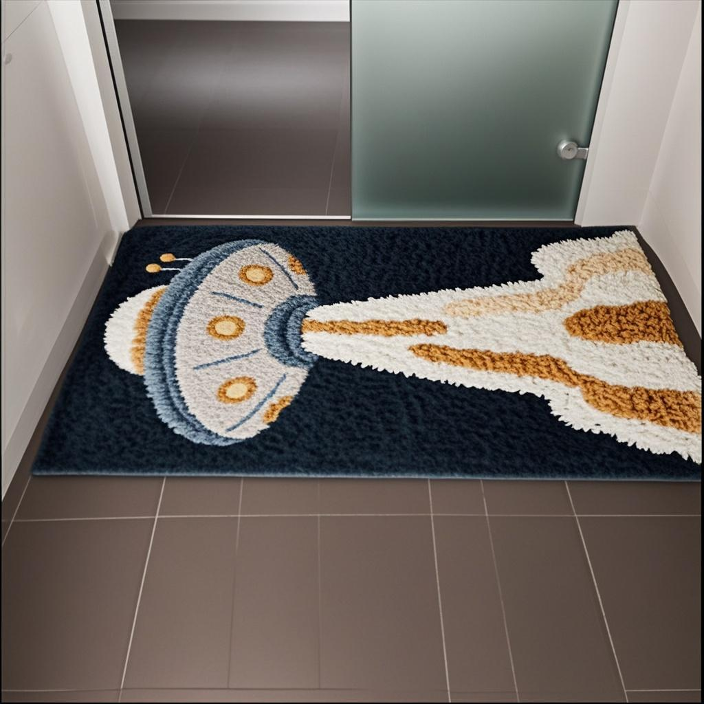 Alien UFO Takeoff Sci-Fi Carpet Kit, Customizable Size 18x25inches (46x64cm), DIY for Kids' Sci-Fi Room Decor, Adaptable Dimensions for Your Space(For larger sizes, please replace the accessories accordingly)