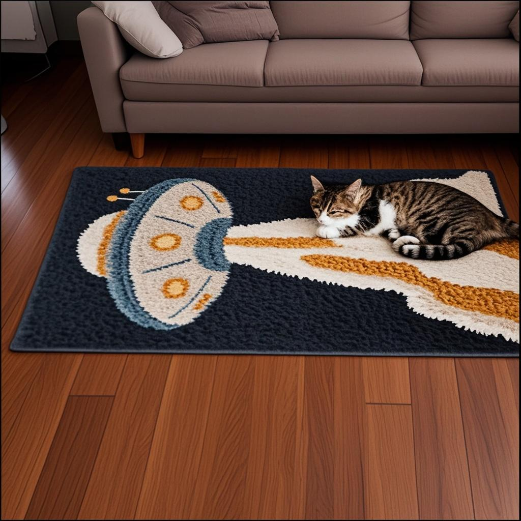 Alien UFO Takeoff Sci-Fi Carpet Kit, Customizable Size 18x25inches (46x64cm), DIY for Kids' Sci-Fi Room Decor, Adaptable Dimensions for Your Space(For larger sizes, please replace the accessories accordingly)