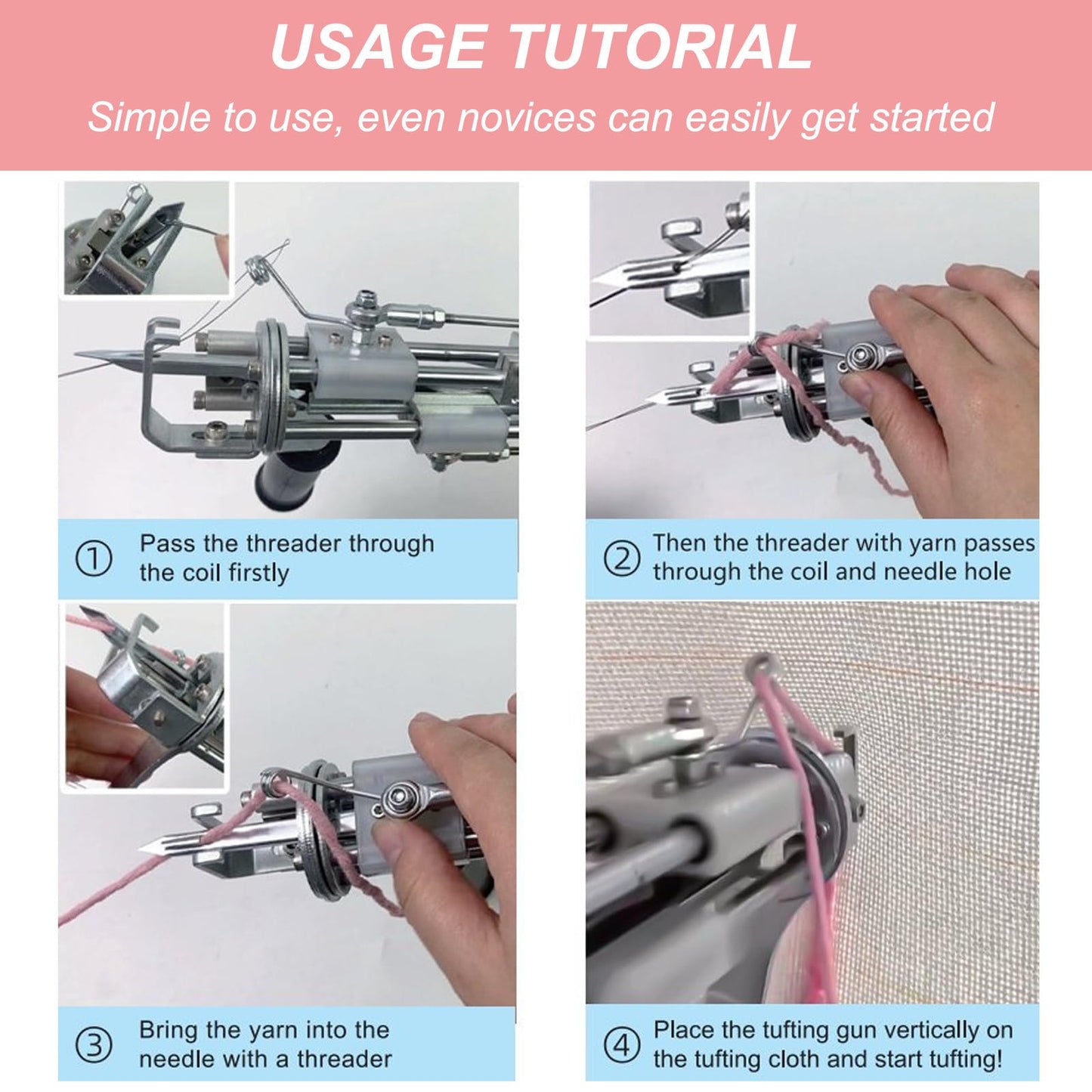 Tufting Gun for Hobbyists, Brushless Motor - Effortless & Powerful, Ultra-Quiet, Real-Time Speed Display, Built-in LED Light for Brighter Tufting Art Creations